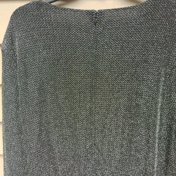 Simply Emma Plus Evening Cocktail Dress Metallic Sparkle Black Silver Wrap - Picture 9 of 12